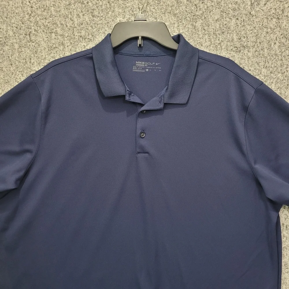Nike Golf Dri Fit Mens Golf‎ Polo Shirt Navy Blue Short Sleeve Standard Fit XL